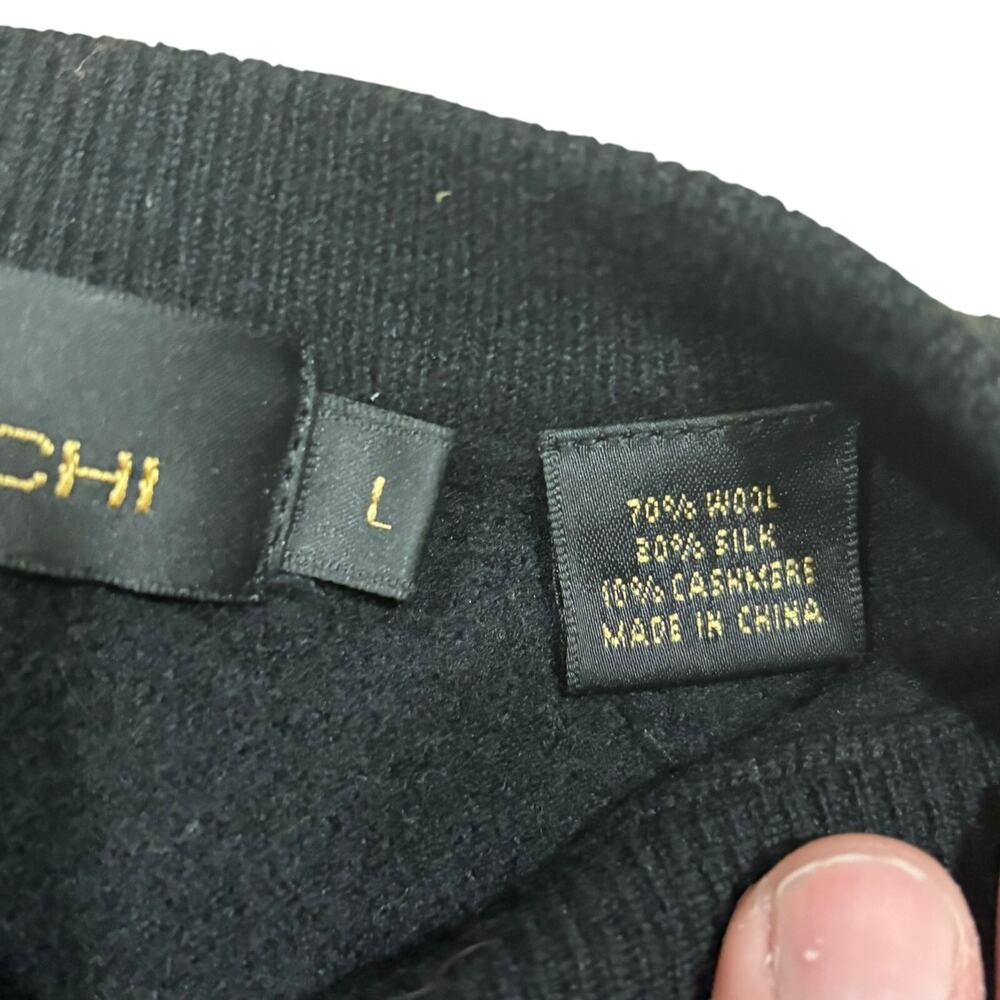 Bugatchi Uomo Men's Black Wool Silk Sweater Cashmere Crewneck Size Large Preppy - Picture 4 of 7